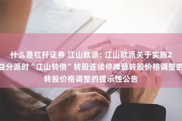 什么是杠杆证券 江山欧派: 江山欧派关于实施2023年度权益分派时“江山转债”转股连续停牌暨转股价格调整的提示性公告