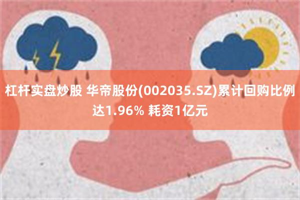 杠杆实盘炒股 华帝股份(002035.SZ)累计回购比例达1.96% 耗资1亿元