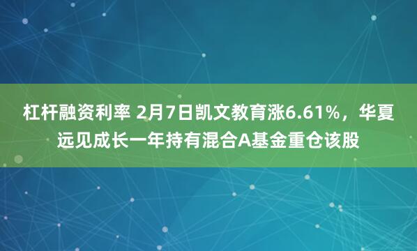 杠杆融资利率 2月7日凯文教育涨6.61%，华夏远见成长一年持有混合A基金重仓该股