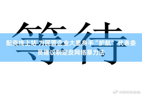 配资线上站 为民营企业大显身手“护航” 代表委员建议制定反网络暴力法