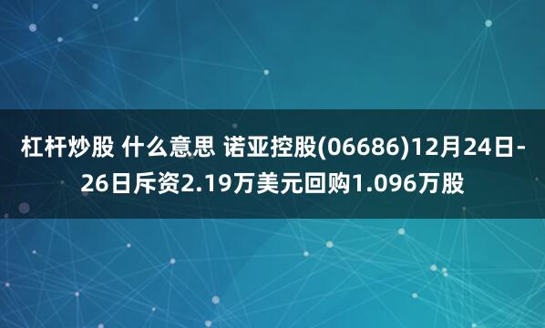 杠杆炒股 什么意思 诺亚控股(06686)12月24日-26日斥资2.19万美元回购1.096万股